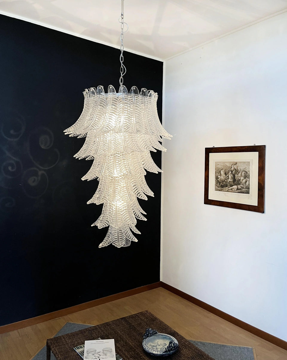 Murano Transparent Felch Spiral Chandelier