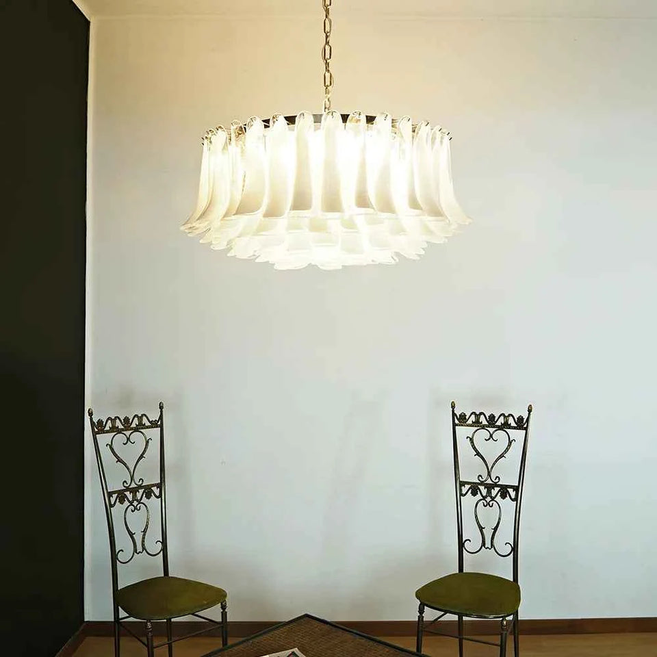 Murano Transparent Glass Petal Chandelier