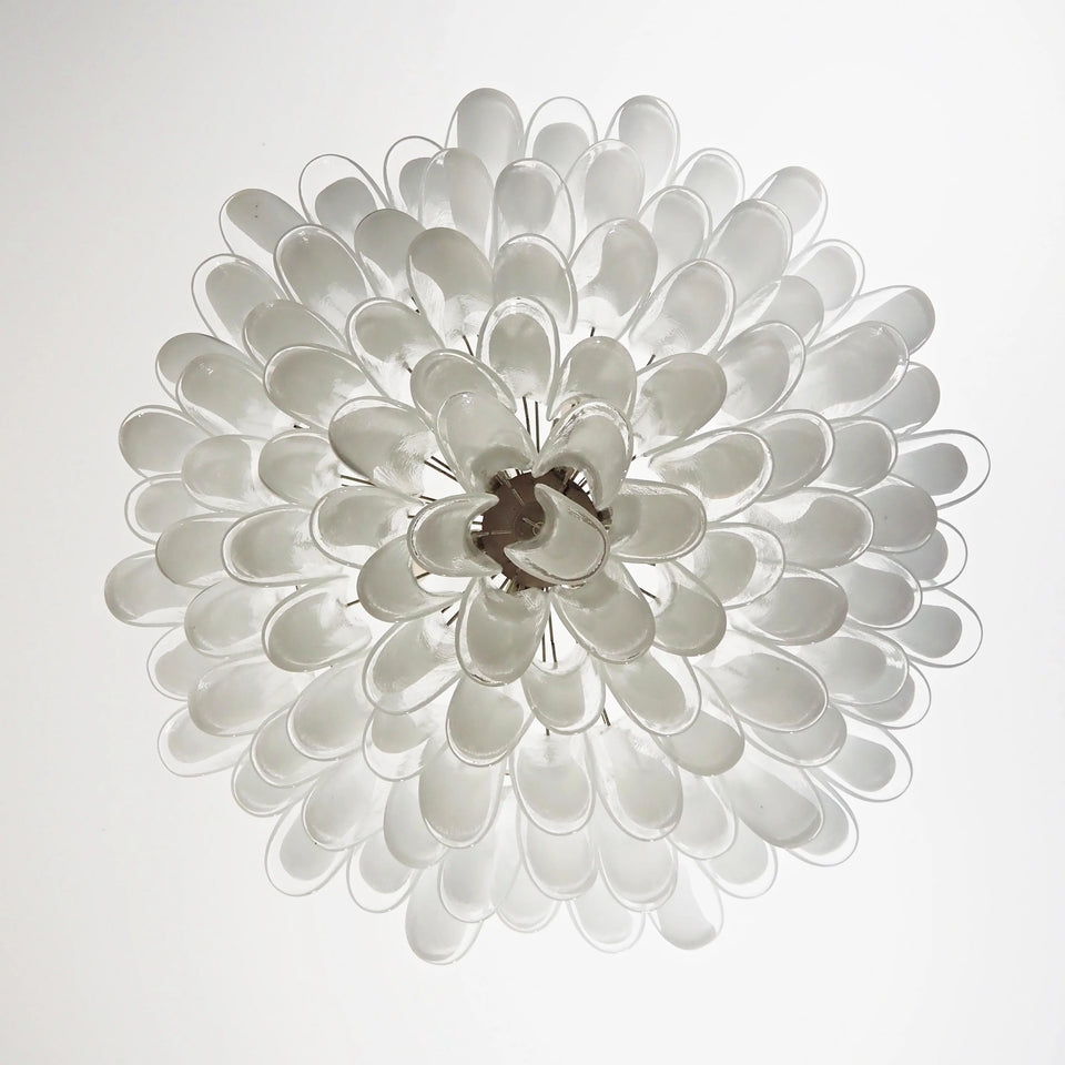 Murano Transparent Glass Petal Chandelier