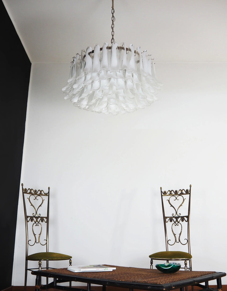 Murano Transparent Glass Petal Chandelier
