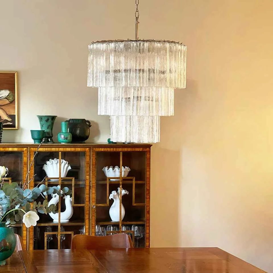 Murano Transparent Glass Tube Chandelier