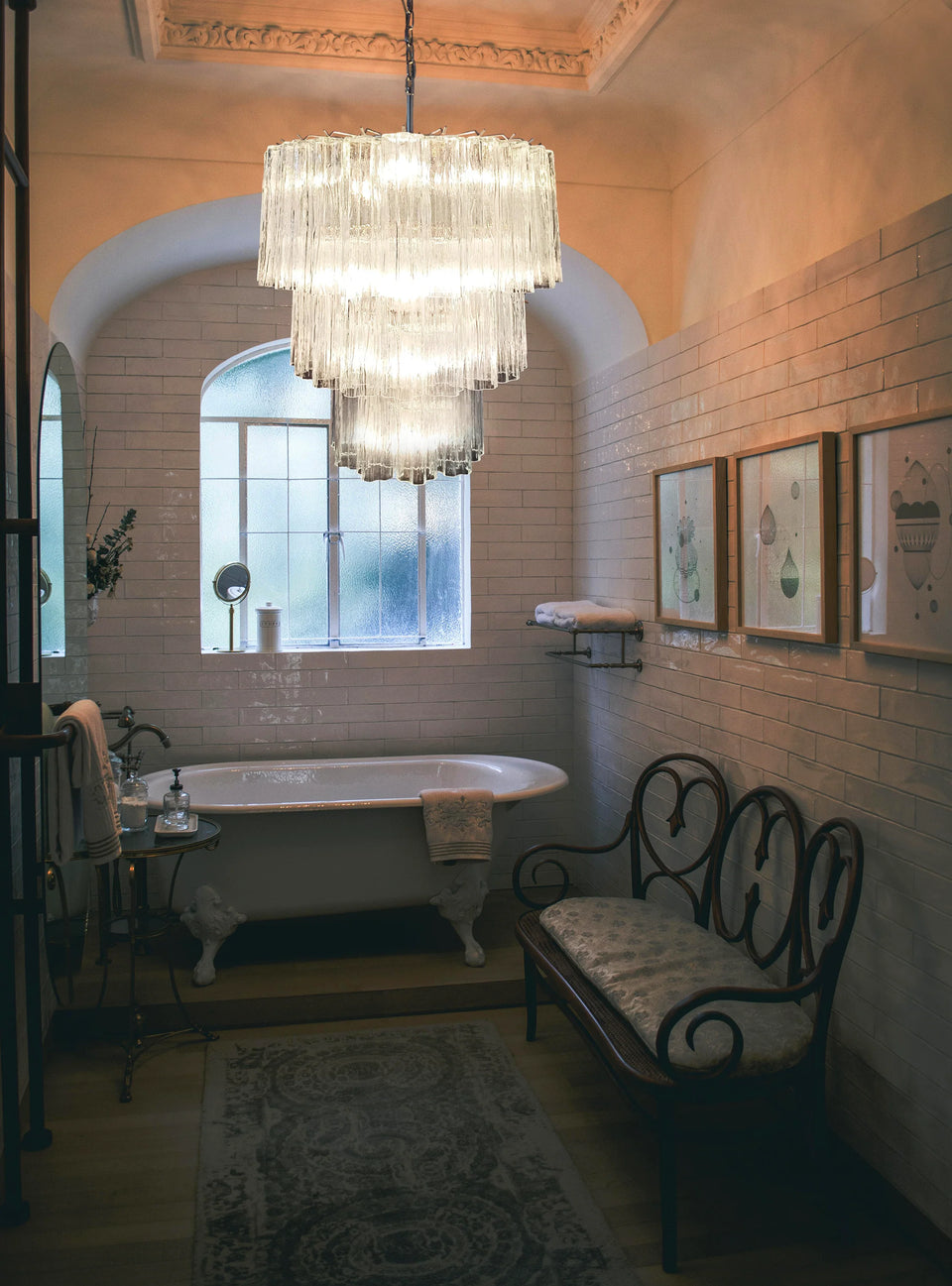 Murano Transparent Glass Tube Chandelier