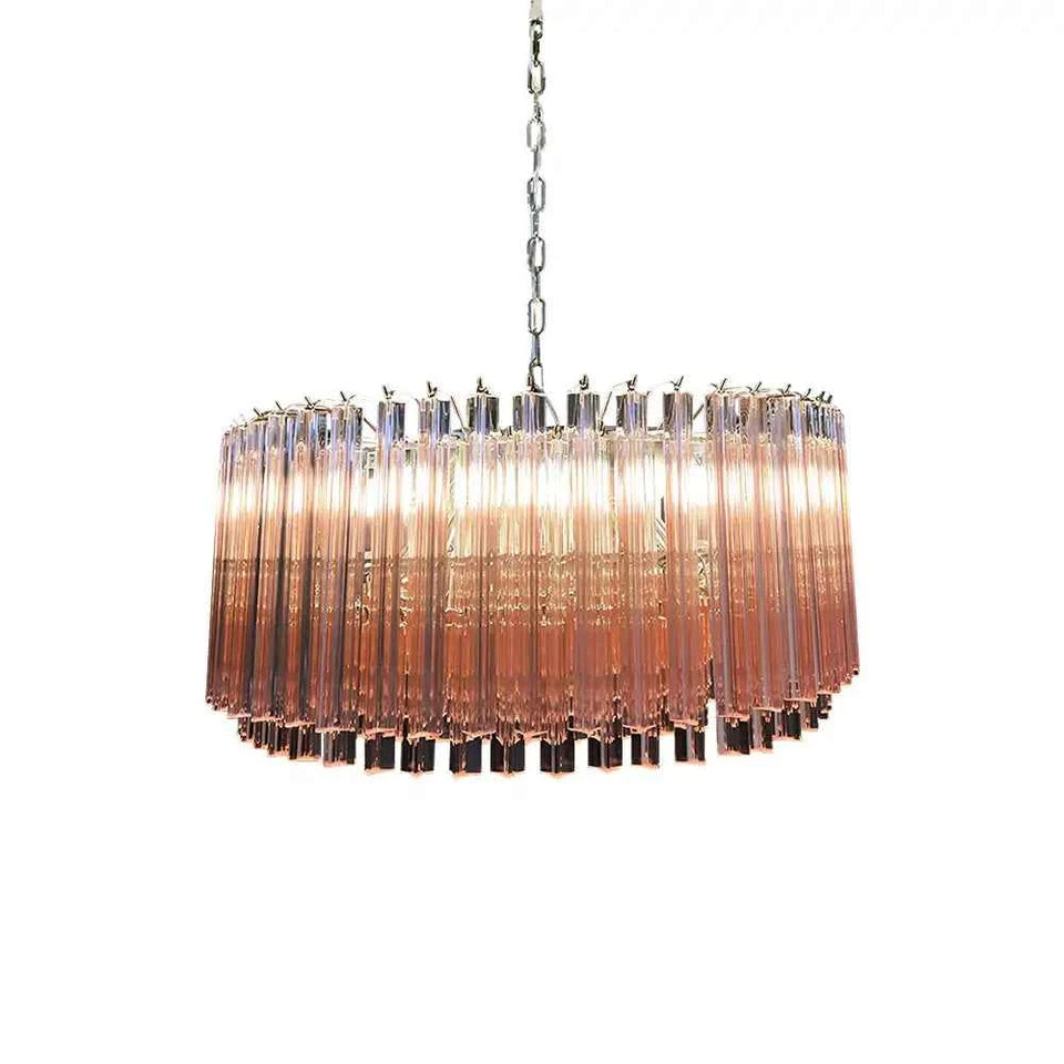 Murano Triedri Round Prisms Pink Chandelier