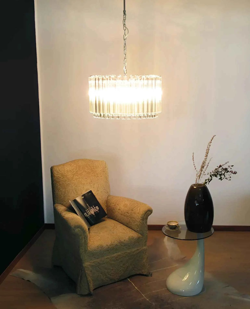 Murano Round Prisms Transparent Chandelier