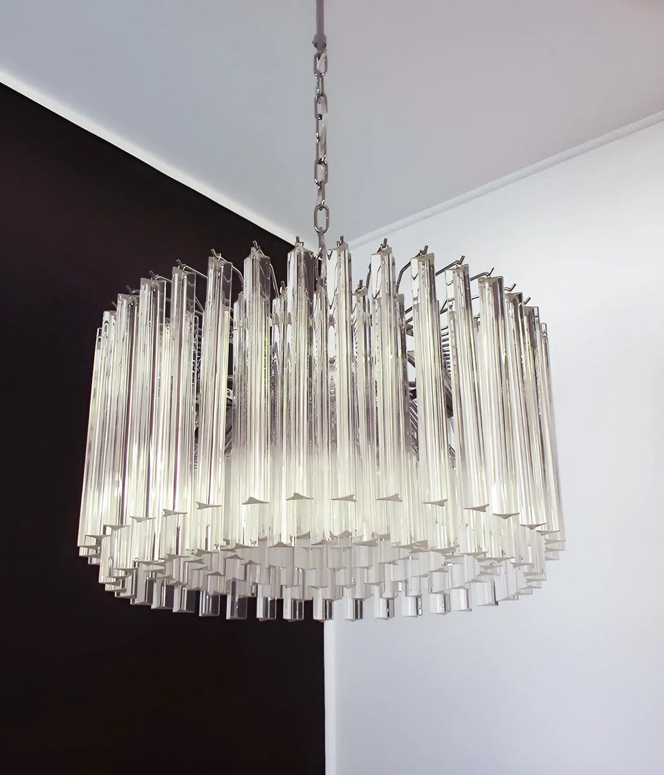 Murano Round Prisms Transparent Chandelier