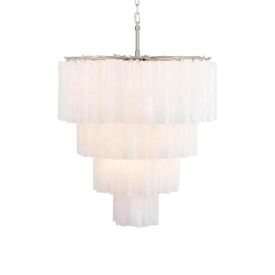 Murano White Glass Tubes Chandelier