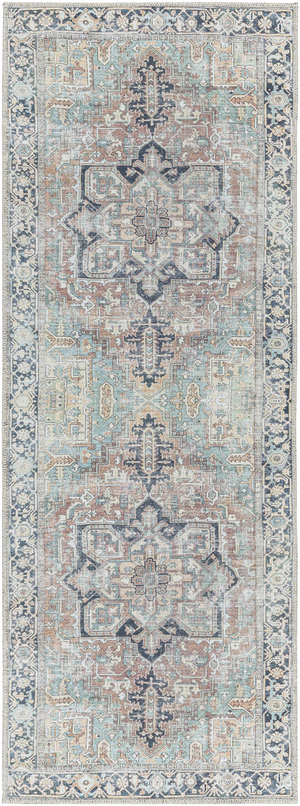 Green Nisa Tumble Dry Washable Rug