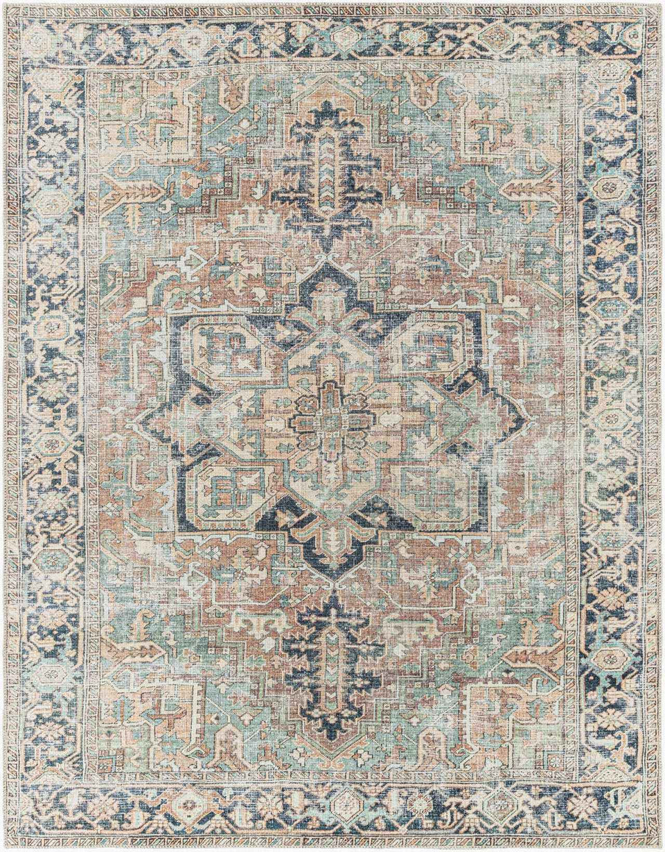 Green Nisa Tumble Dry Washable Rug