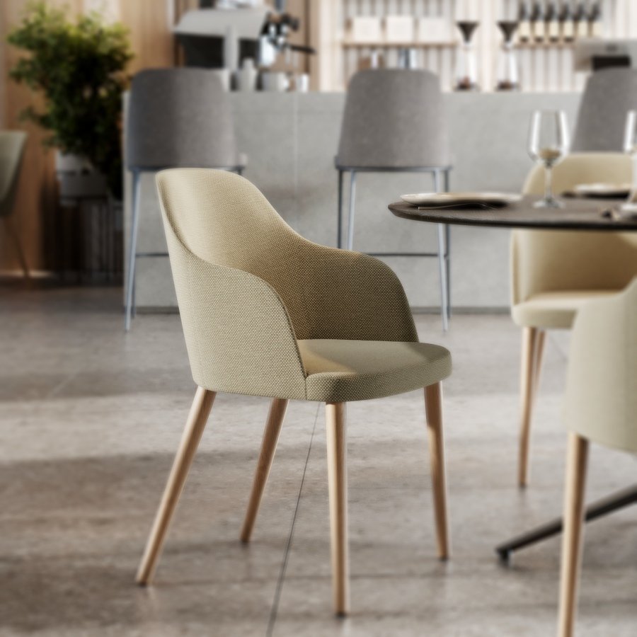 Rhone Armchair Wood Base