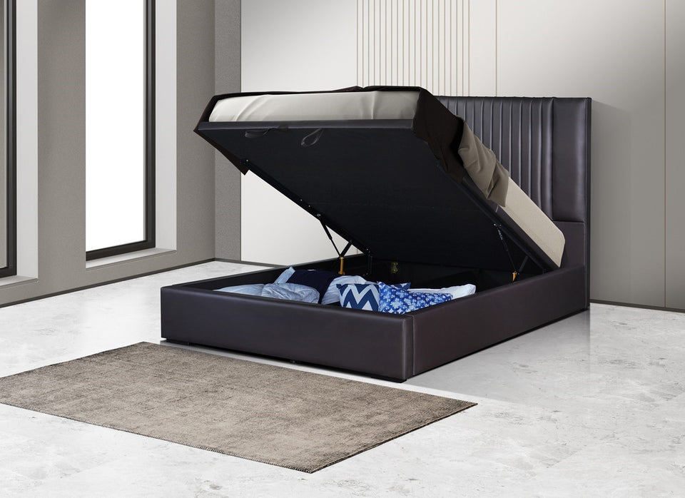 Nara Storage Bed in Dark Brown