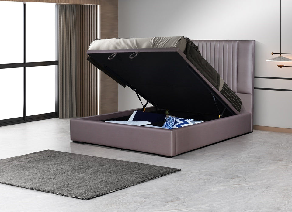 Nara Storage Bed in Stone