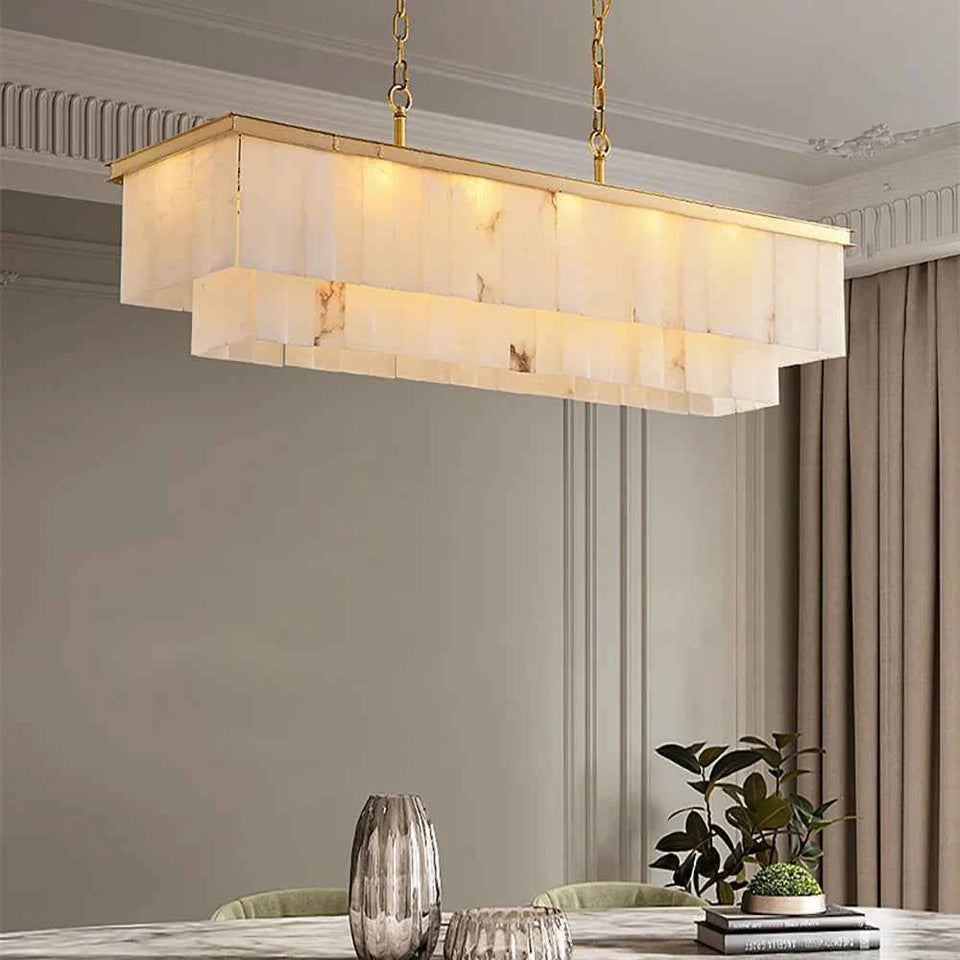 Natural Alabaster Dining Room Chandelier