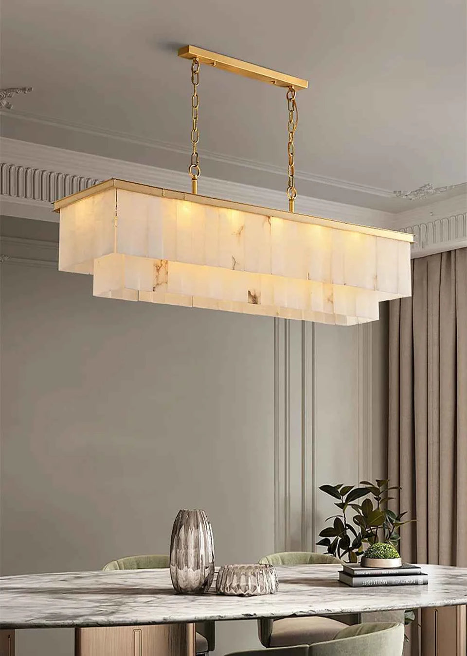 Natural Alabaster Dining Room Chandelier