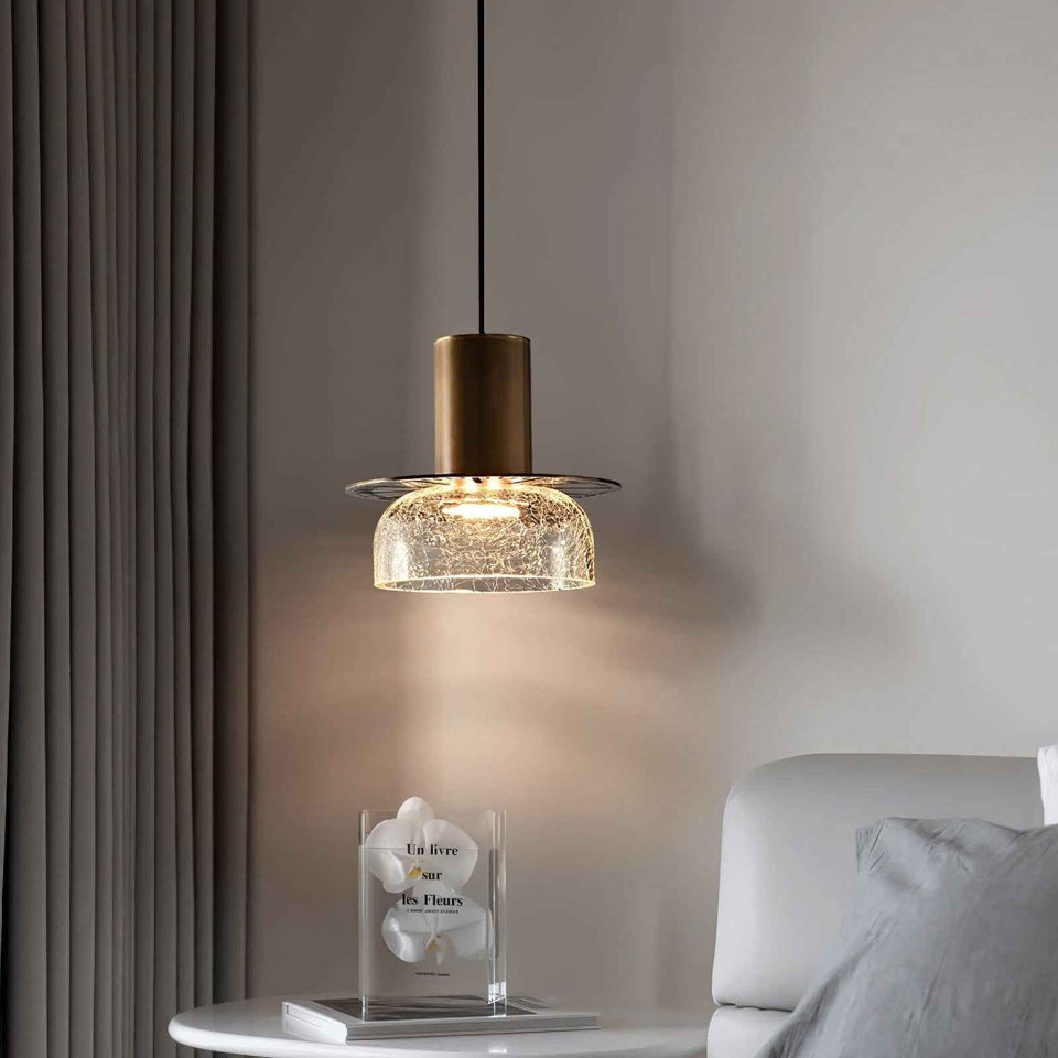Nordic Gold Crackle Glass Pendant Light