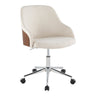 Chrome Metal, Walnut Wood, Cream Fabric