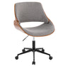 Black Metal, Walnut Wood, Grey Fabric