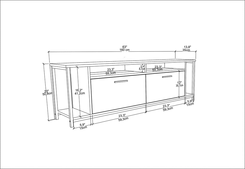 Omar 63" Wide TV Stand & Media Console for TVs up to 72"