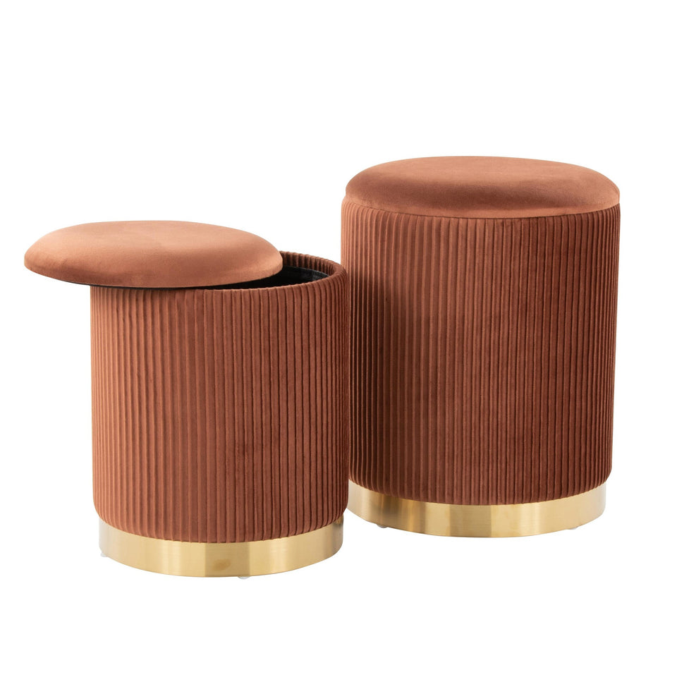 Marla Nesting Pleated Ottoman Set