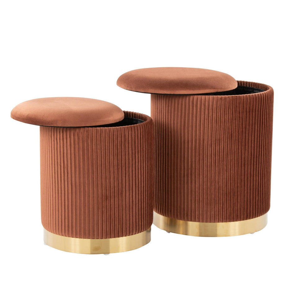 Marla Nesting Pleated Ottoman Set