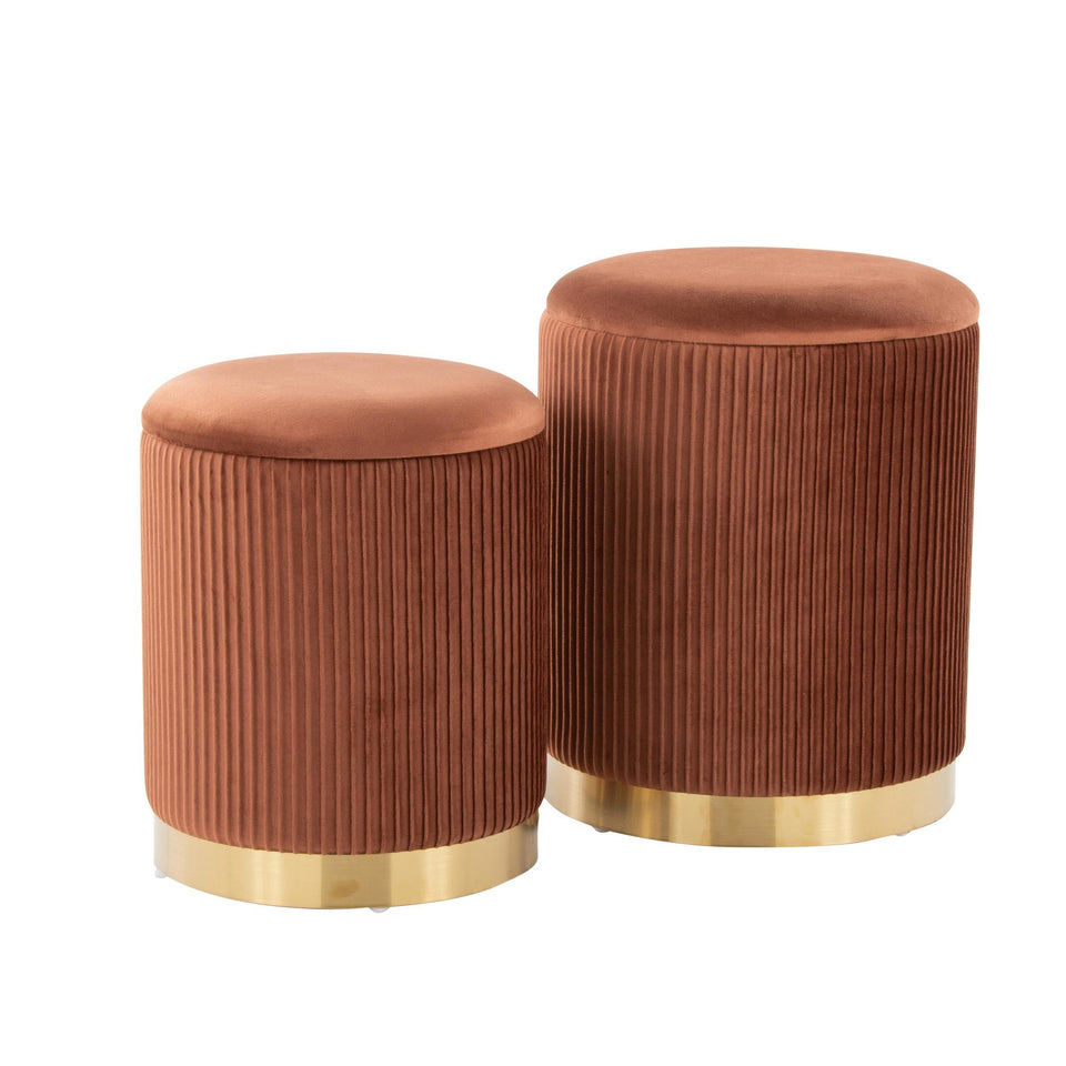 Marla Nesting Pleated Ottoman Set