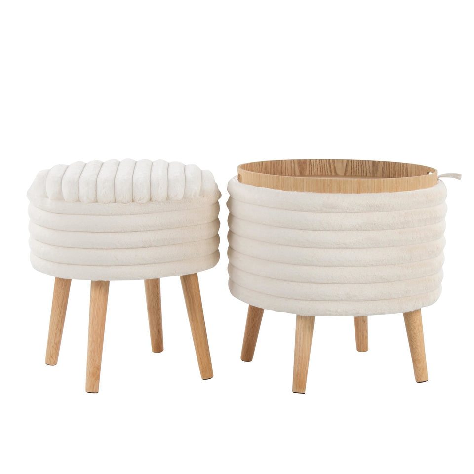 Tray Plush Storage Ottoman Set