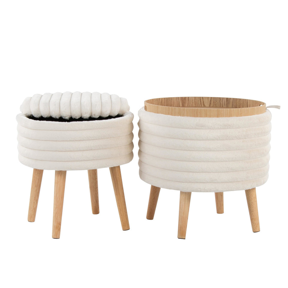 Tray Plush Storage Ottoman Set