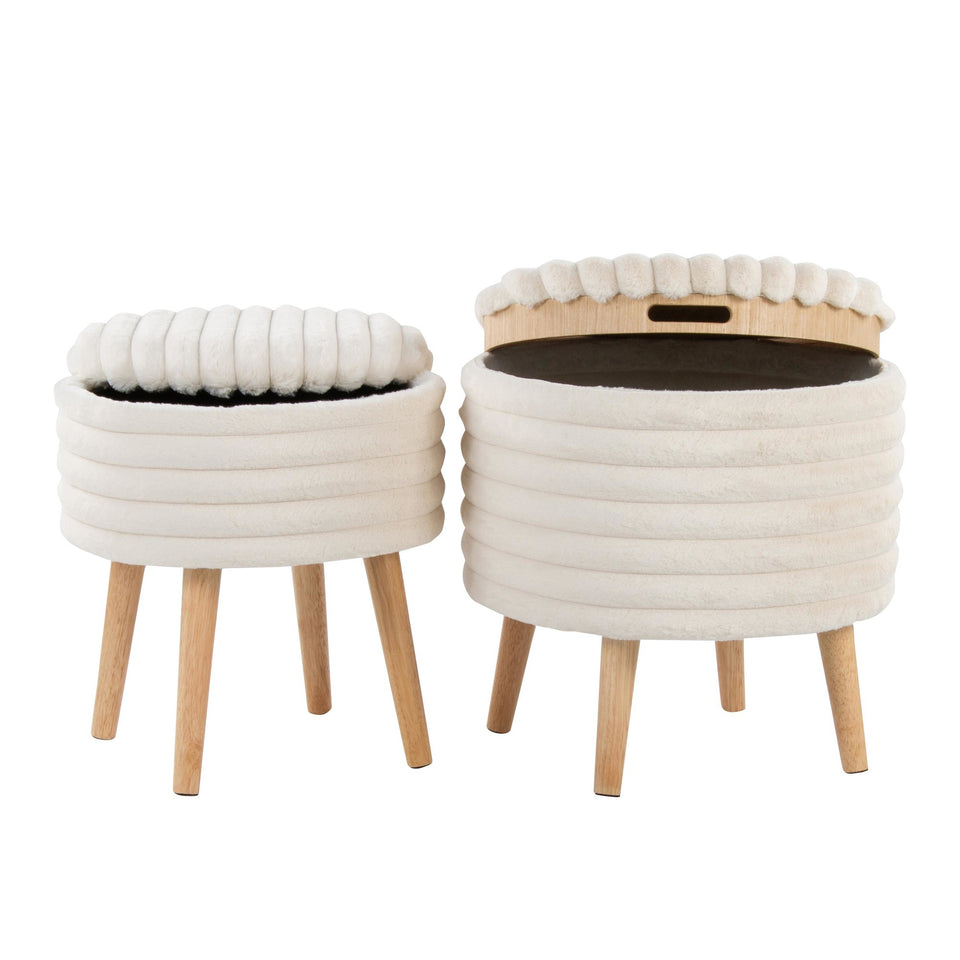 Tray Plush Storage Ottoman Set