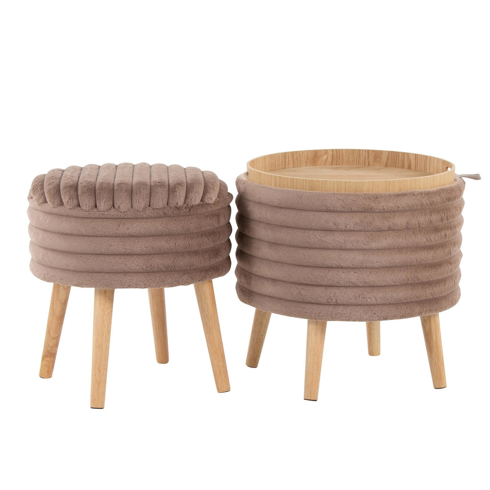 Tray Plush Storage Ottoman Set