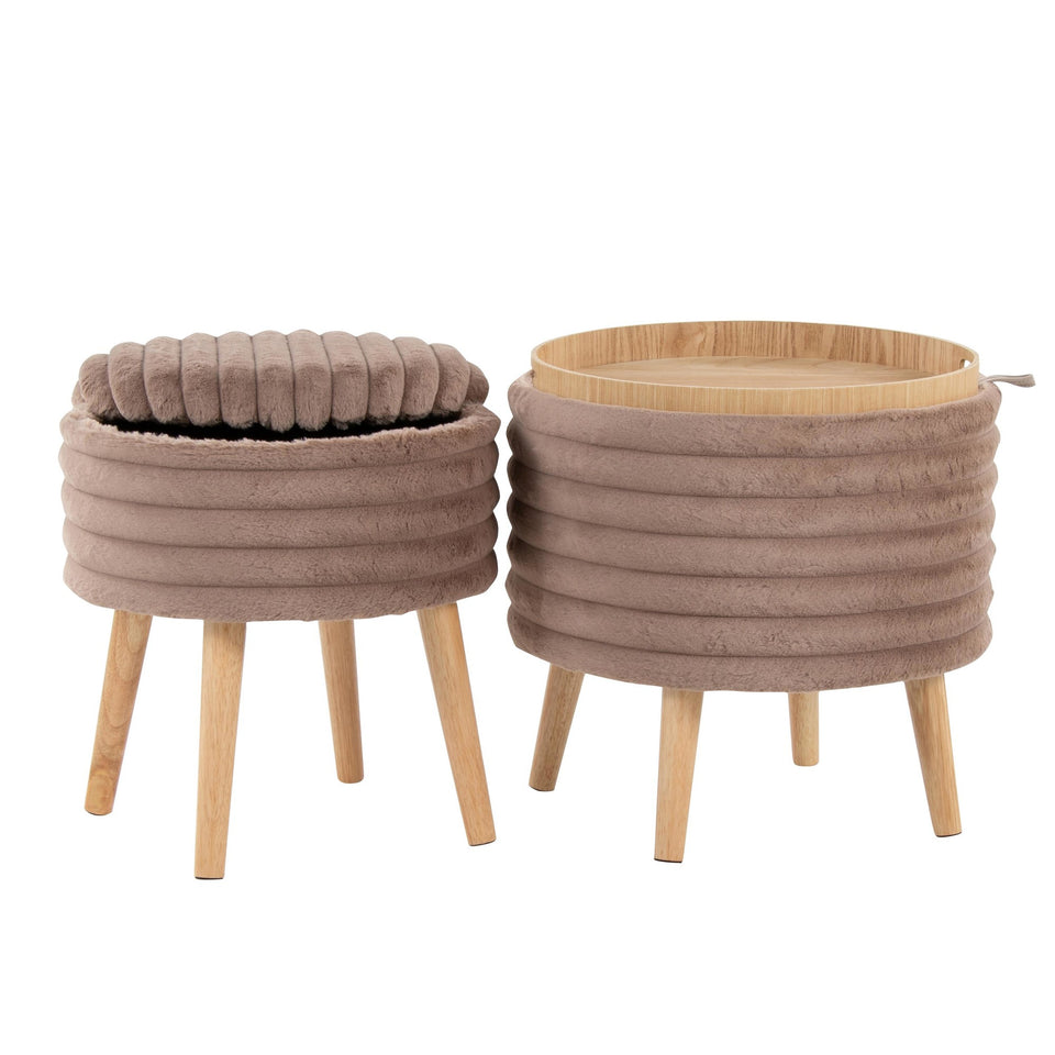 Tray Plush Storage Ottoman Set