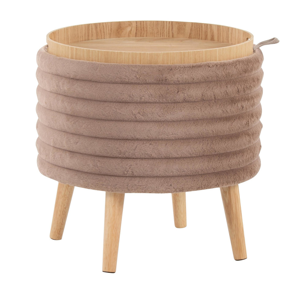 Tray Plush Storage Ottoman Set