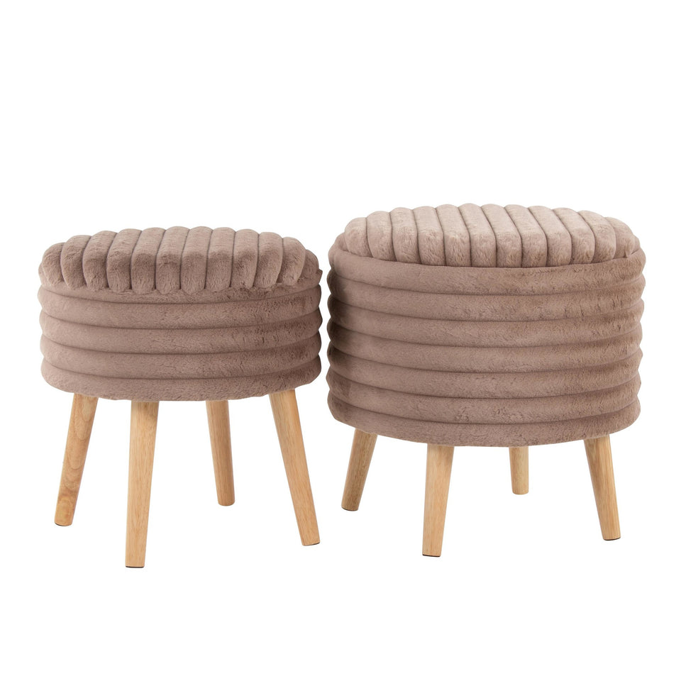 Tray Plush Storage Ottoman Set