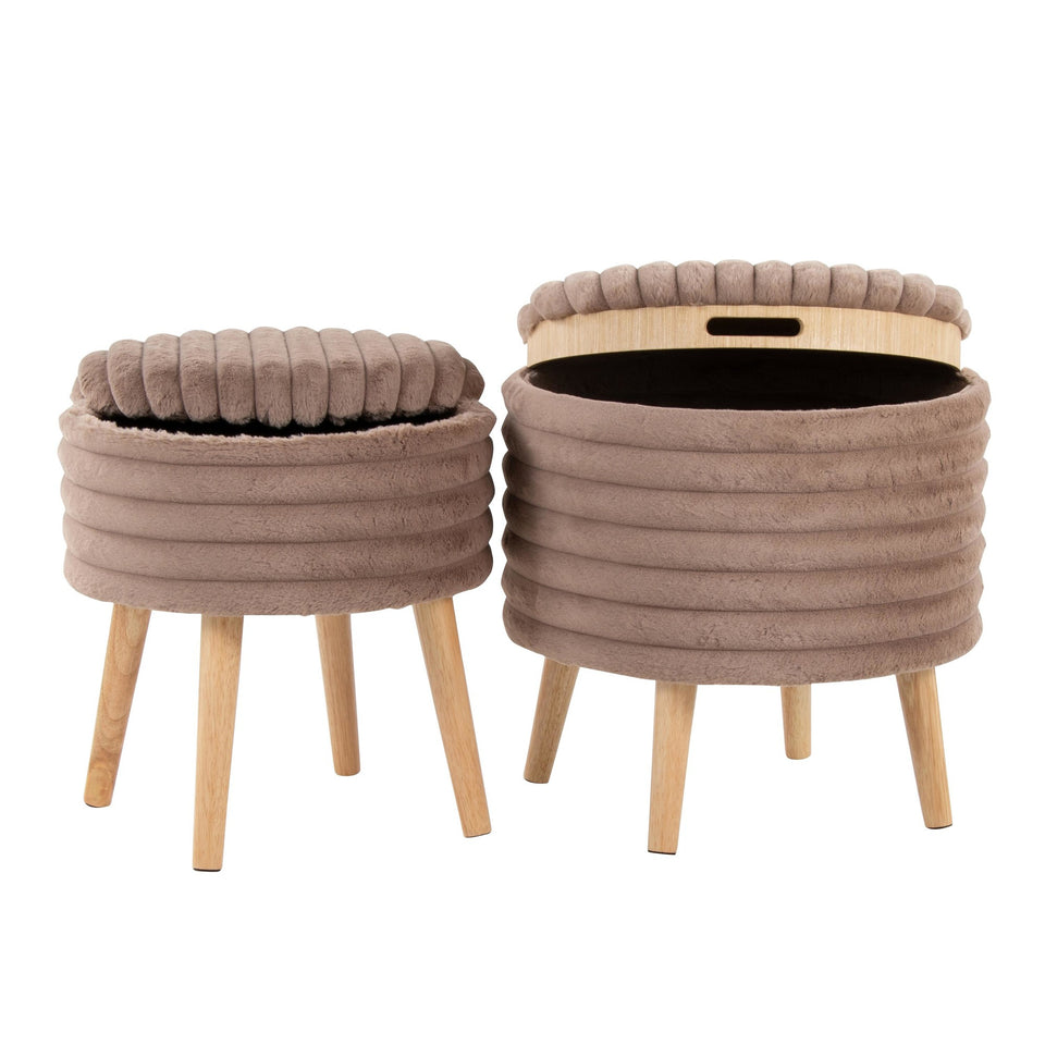 Tray Plush Storage Ottoman Set