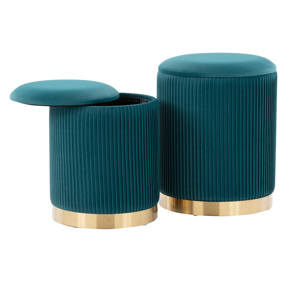 Marla Nesting Pleated Ottoman Set