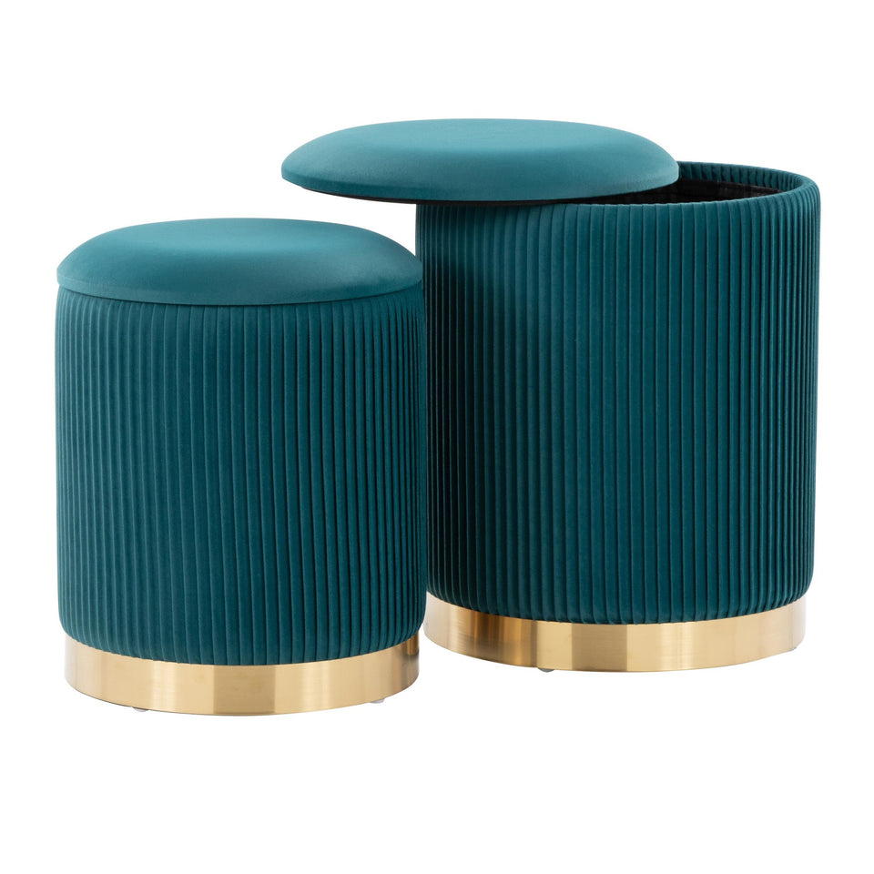 Marla Nesting Pleated Ottoman Set