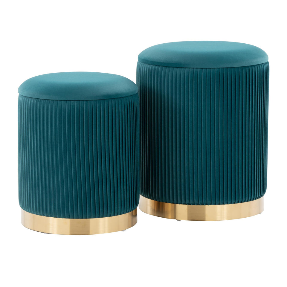 Marla Nesting Pleated Ottoman Set