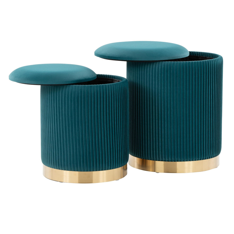 Marla Nesting Pleated Ottoman Set