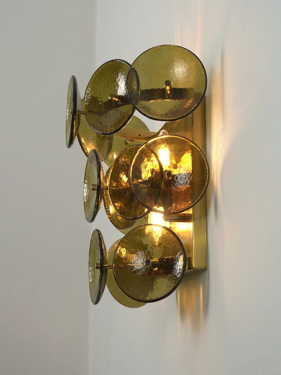 Olive Green Disc Glass Wall Lamp