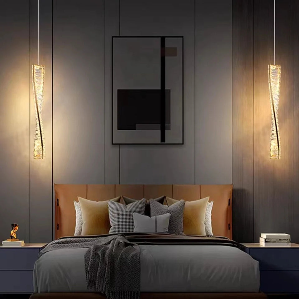Linear Luxury Spiral Crystal Chandelier