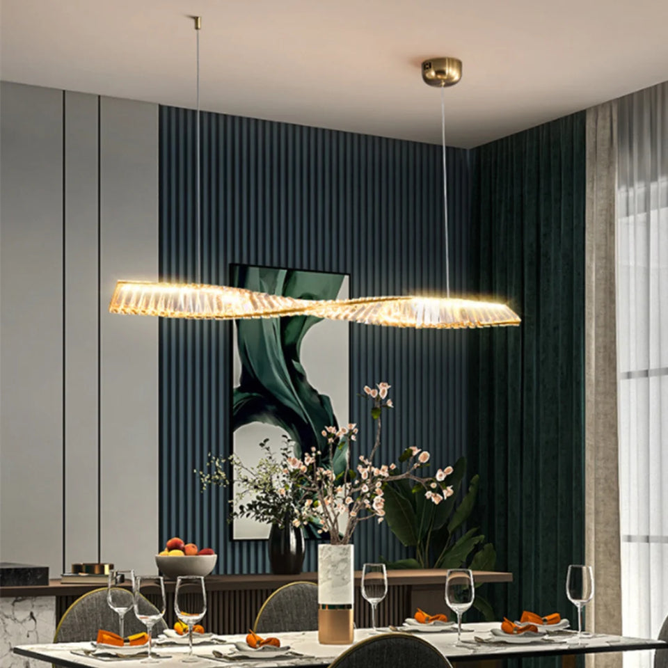 Linear Luxury Spiral Crystal Chandelier