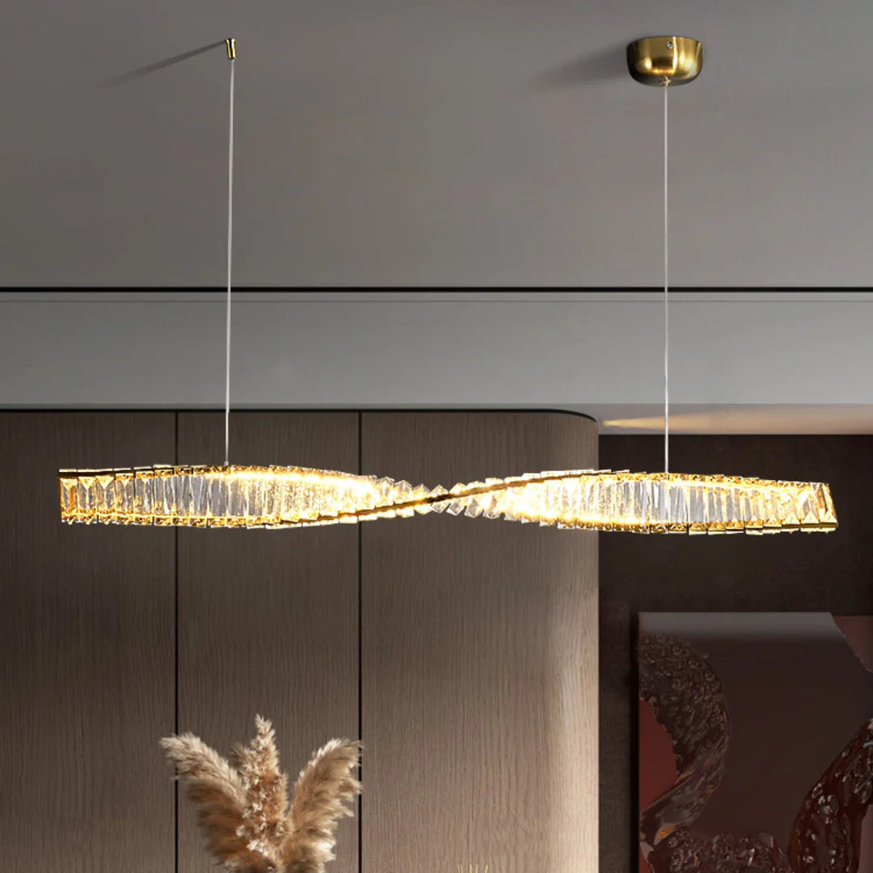 Linear Luxury Spiral Crystal Chandelier