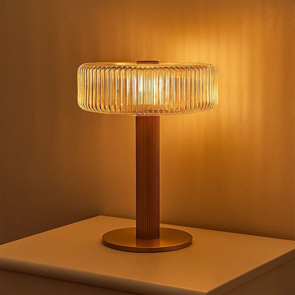Opaque Striped Glass Shade Table Lamp
