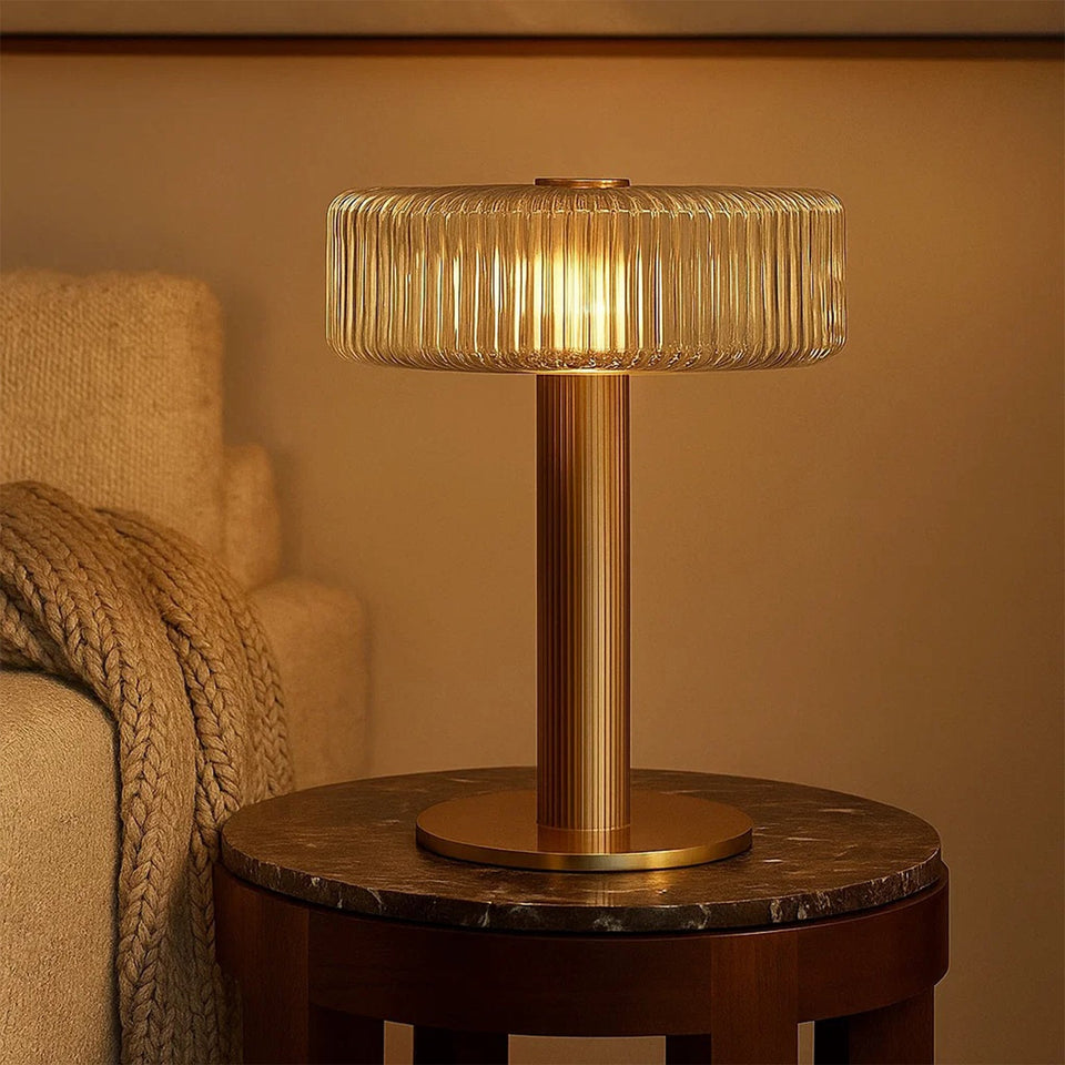 Opaque Striped Glass Shade Table Lamp