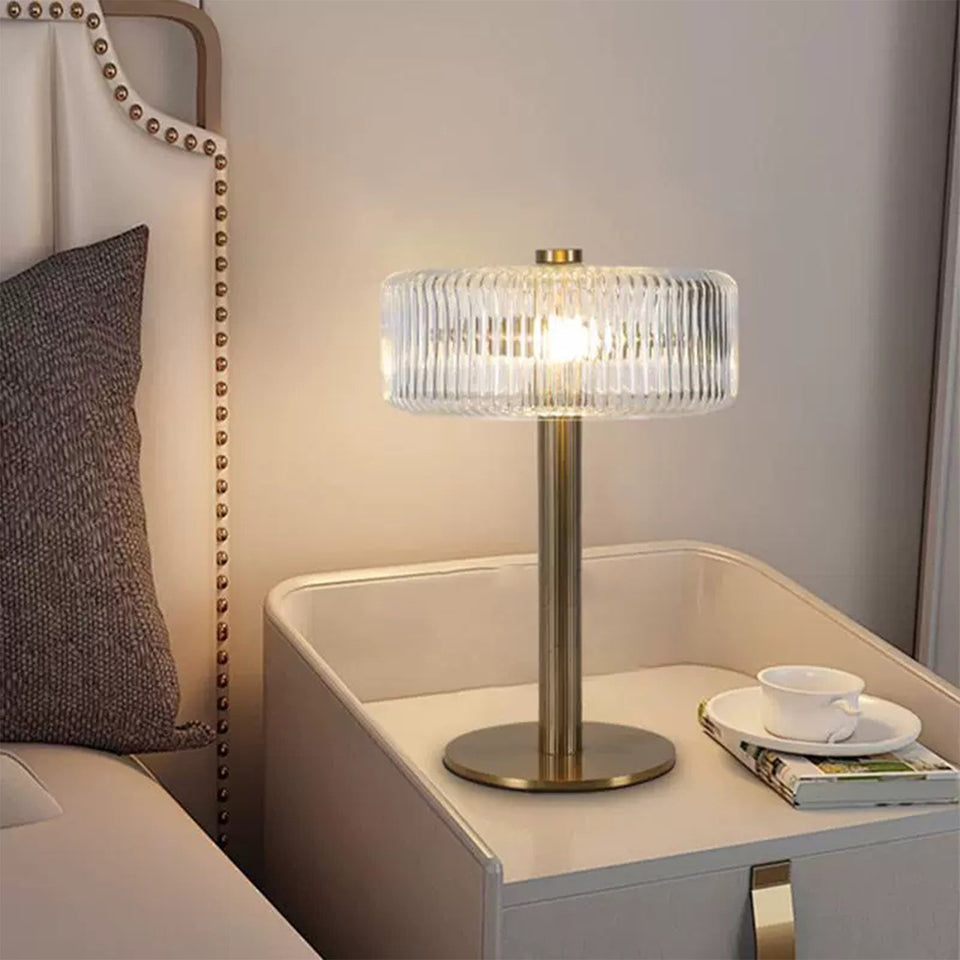 Opaque Striped Glass Shade Table Lamp