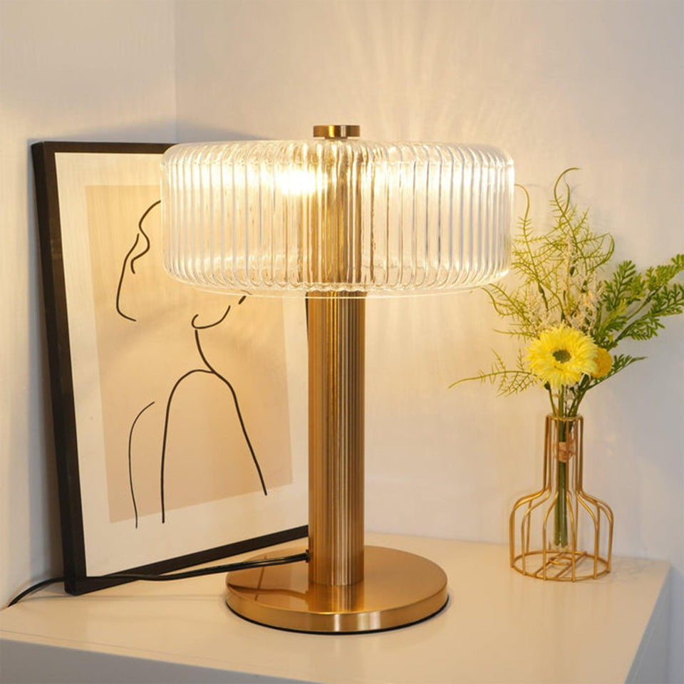 Opaque Striped Glass Shade Table Lamp