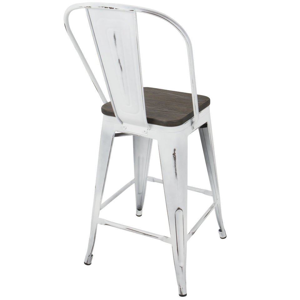 Oregon High Back 24" Fixed-Height Counter Stool - Set of 2