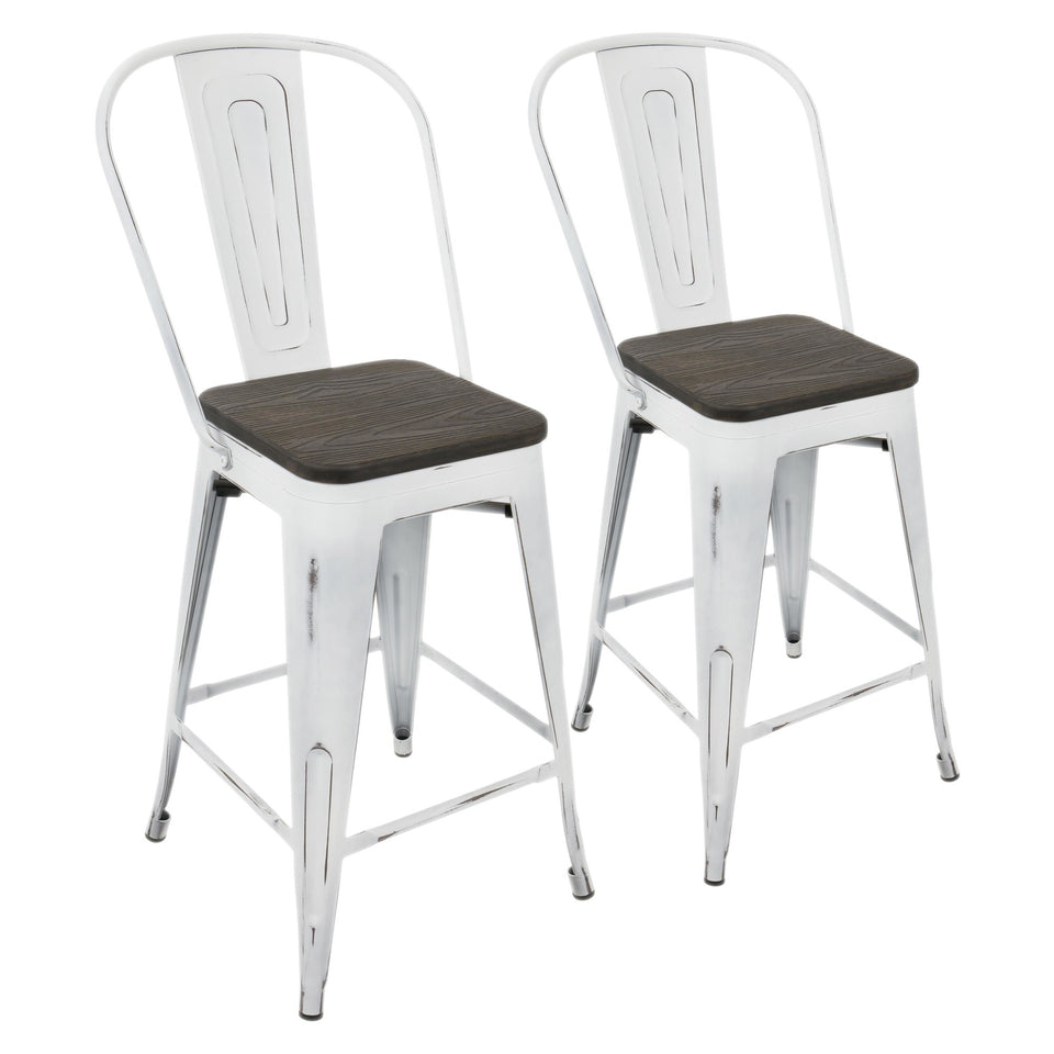 Oregon High Back 24" Fixed-Height Counter Stool - Set of 2