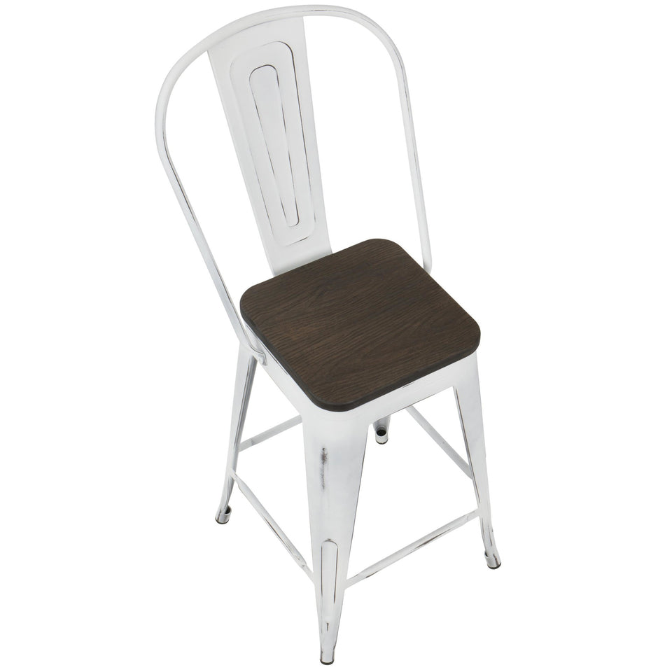 Oregon High Back 24" Fixed-Height Counter Stool - Set of 2