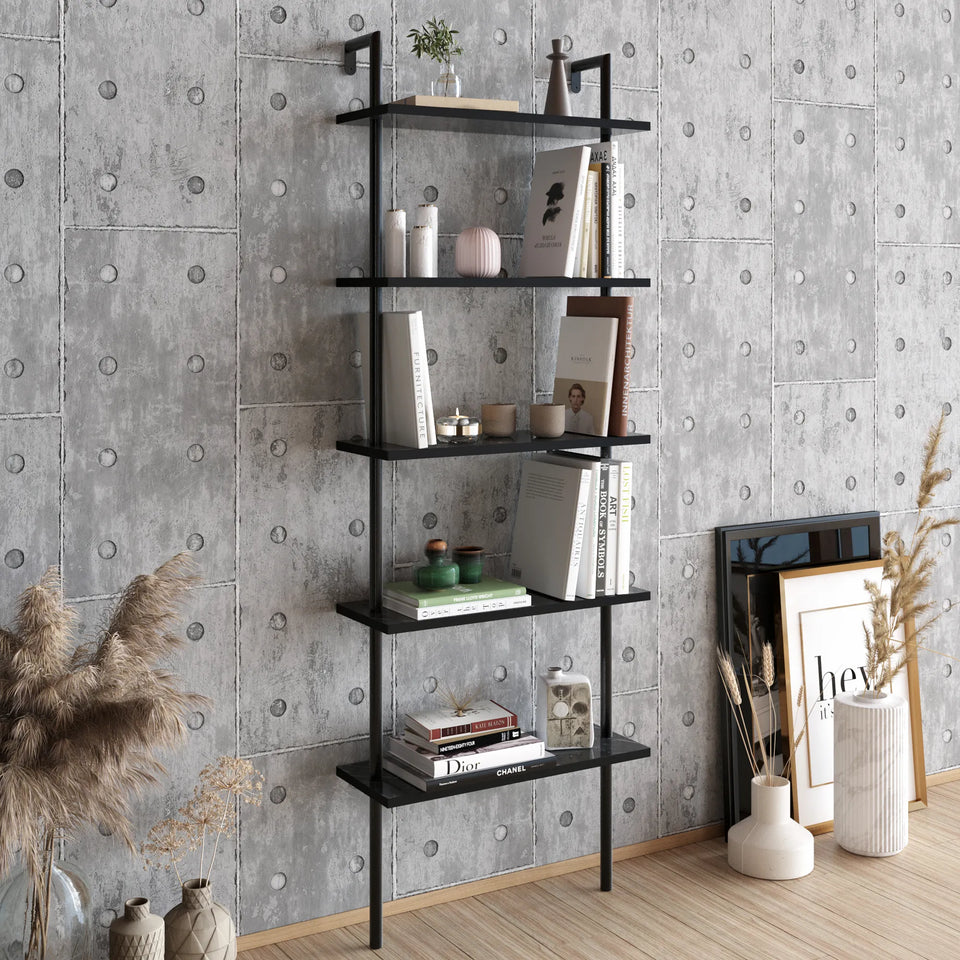 Paula 68 inches Tall Metal Manufactured Wood Accent Ladder Bookcase