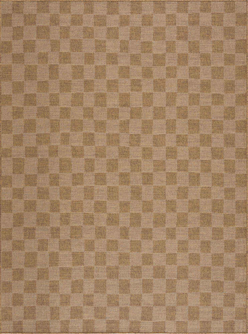 Kuval Checkered Brown Outdoor Rug