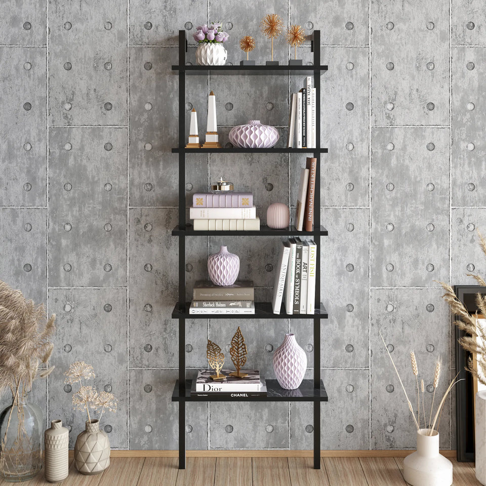 Piante 68 inches Tall Metal Manufactured Wood Accent Ladder Bookcase